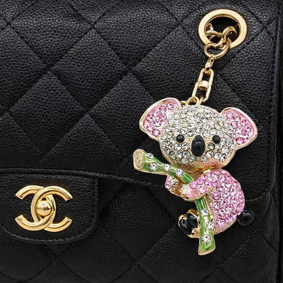 ๐Crystal Koala Bear Rhinestone Gold Keychain Bag Charm Purse Accessory - Picture 2 of 5